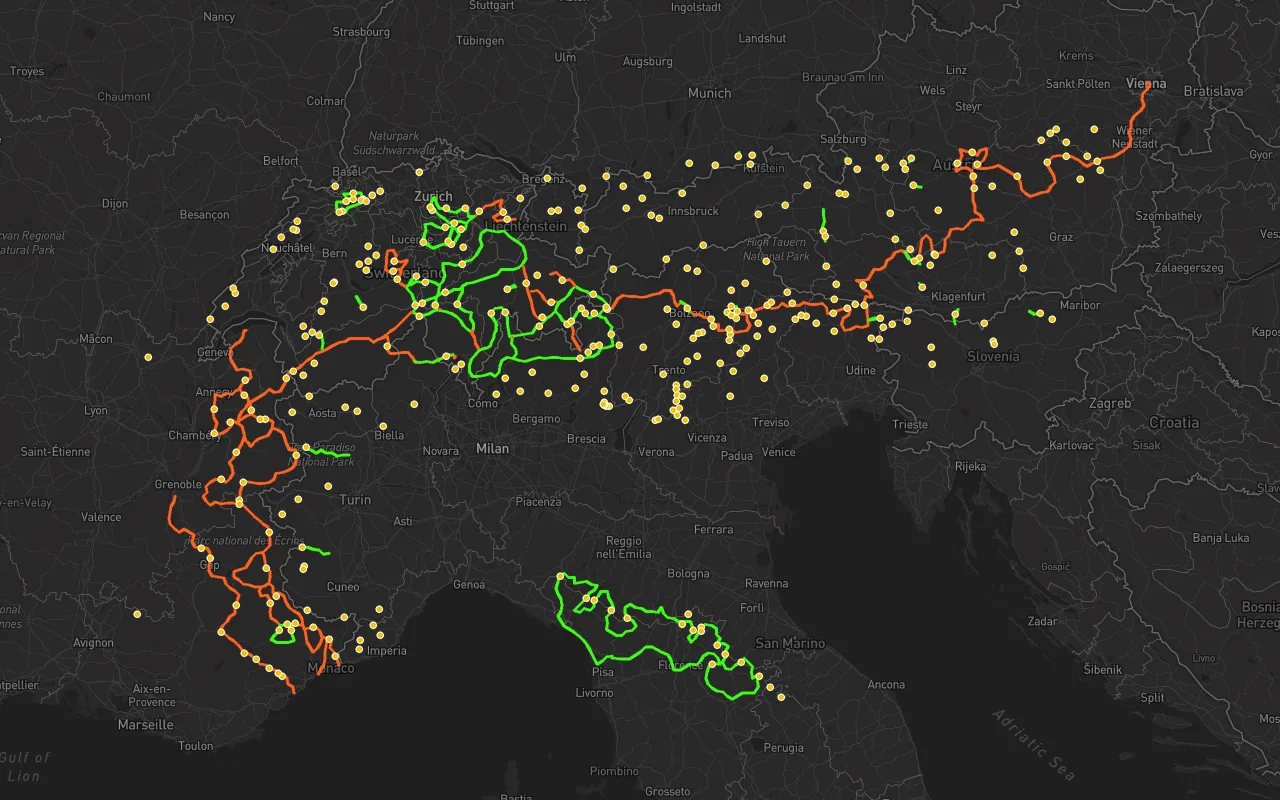AlpenRiderChain Routen-Netz